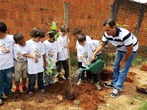 Alunos do Caic plantam árvores em ruas do Jardim Sérgio Dornelles