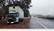 Acidente entre caminhões na SP-330, próximo a Porto Ferreira, mata uma pessoa e deixa outra ferida 